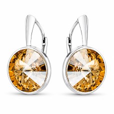Sudraba auskari „Clarice (Golden Shadow)“ ar Swarovski® kristāliem