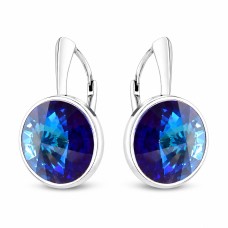 Sudraba auskari „Klaris (Bermuda Blue)“ ar Swarovski™ kristāliem