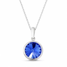 Серебряный кулон 925 пробы «Кларис (Sapphire)» с кристаллами Swarovski®