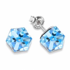 Sudraba auskari „Rubikona II (Aquamarine Blue)“ ar Swarovski™ kristāliem