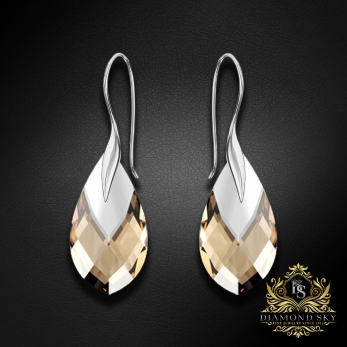 Sudraba auskari "Baroka II (Light Colorado Topaz Light Chrome)" ar Swarovski™ kristāliem