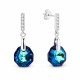 Sudraba auskari „Calathea (Bermuda Blue)“ ar Swarovski® kristāliem