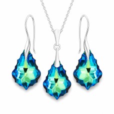 Sidabrinis papuošalų rinkinys moterims DiamondSky „Baroque IV (Bermuda Blue)“ su Swarovski kristalais