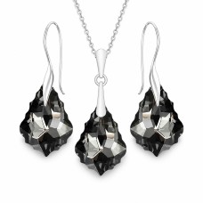 Sidabrinis papuošalų rinkinys moterims „Baroque IV (Silver Night)“ su Swarovski® kristalais