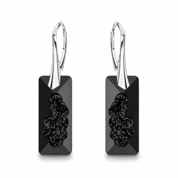 Sudraba komplekts „Augošais Kristāls II (Jet)“ ar Swarovski® kristāliem