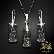 Sudraba komplekts "Augošais Kristāls II (Silver Night)" ar Swarovski™ kristāliem