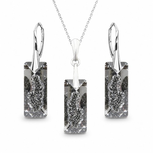Sidabrinis papuošalų rinkinys moterims DiamondSky „Growing Crystal II (Silver Night)“
