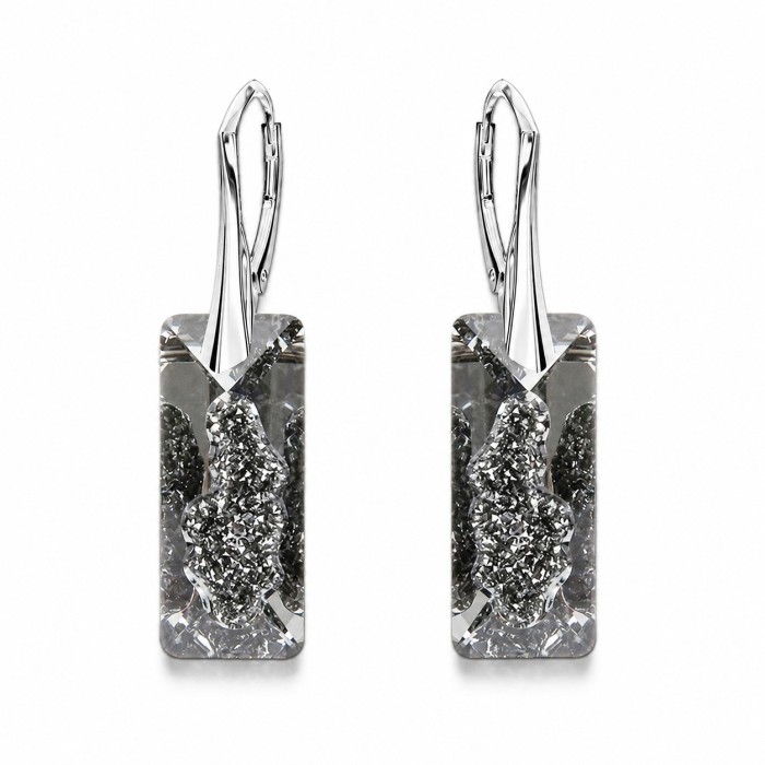 925 Sterling Silver Jewelry Set “Growing Crystal II” (Silver Night) embellished with Crystals by Swarovski®