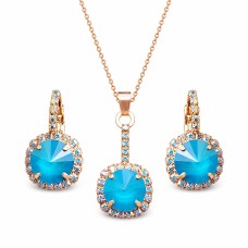Papuošalų rinkinys moterims DiamondSky „Clarice VII (Azure Blue)“ su Swarovski kristalais