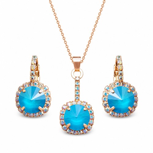 Jewelry Set “Clarice VII” (Azure Blue) embellished with Crystals by Swarovski®