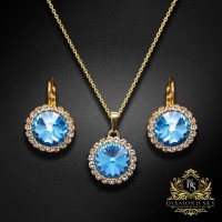 Komplekts "Klaris (Aquamarine Blue)" ar Swarovski™ kristāliem