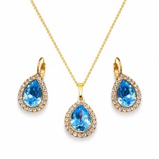 Papuošalų rinkinys moterims DiamondSky Celestial Drop (Aquamarine Blue) su Swarovski kristalais