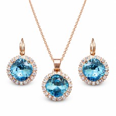 Papuošalų rinkinys moterims DiamondSky „Glare III (Aquamarine Blue)“ su Swarovski kristalais