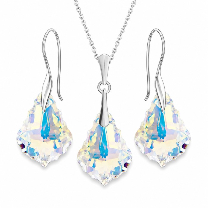 925 Sterling Silver Jewelry Set “Baroque IV (Aurora Borealis)” created with Crystals by Swarovski®