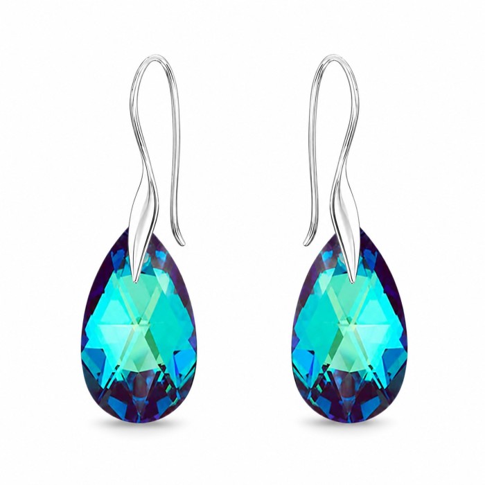 Sudraba komplekts „Baroka (Bermuda Blue)“ ar Swarovski® kristāliem
