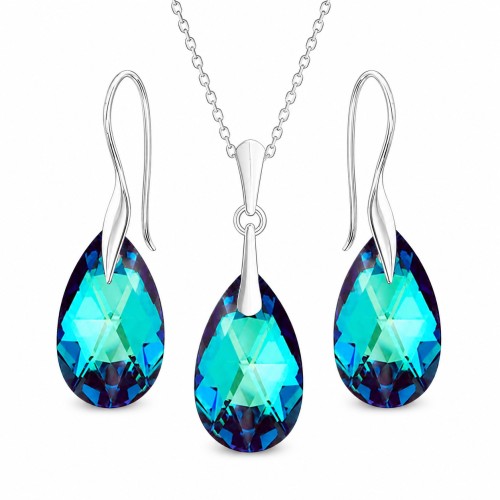 Sidabrinis papuošalų rinkinys moterims DiamondSky „Baroque (Bermuda Blue)“