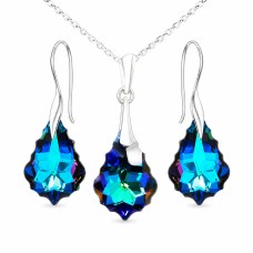 Sidabrinis papuošalų rinkinys moterims „Baroque IV (Meridian Blue)“ su Swarovski® kristalais