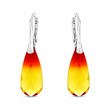 925 Sterling Silver Earrings “Rainbow Waterfall (Fireopal)” created with Crystals by Swarovski®