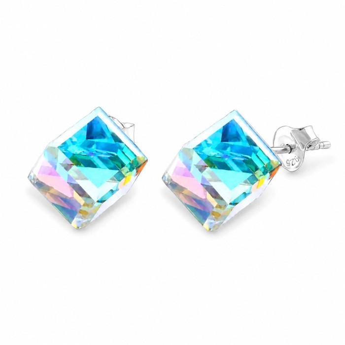 Sudraba auskari „Rubicon II (Aurora Borealis)“ ar Swarovski® kristāliem