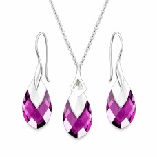 Sidabrinis papuošalų rinkinys moterims DiamondSky „Baroque II (Amethyst Light Chrome)“ su Swarovski kristalais