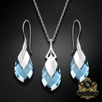 Sudraba komplekts "Baroka II (Aquamarine Light Chrome)" ar Swarovski™ kristāliem