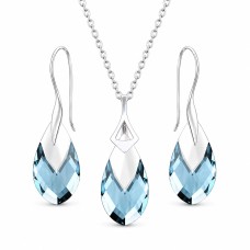 Sudraba komplekts sievietēm „Baroks II (Aquamarine Light Chrome)“ ar Swarovski® kristāliem
