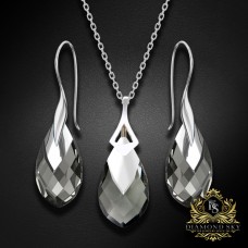 Sudraba komplekts "Baroka II (Black Diamond Light Chrome)" ar Swarovski™ kristāliem