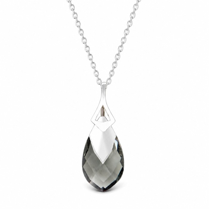 Sudraba komplekts sievietēm „Baroks II (Black Diamond Light Chrome)“ ar Swarovski® kristāliem