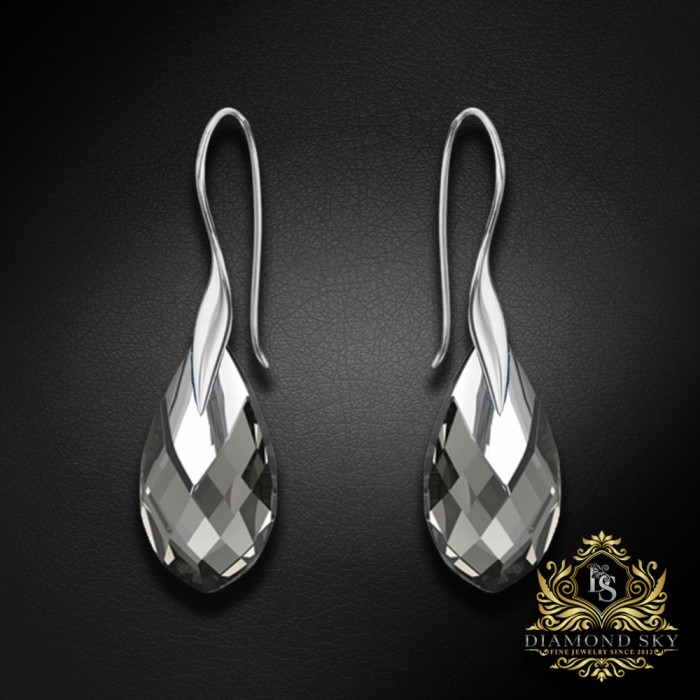 Sudraba komplekts "Baroka II (Black Diamond Light Chrome)" ar Swarovski™ kristāliem
