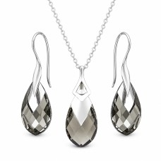 Sidabrinis papuošalų rinkinys moterims „Baroque II (Black Diamond Light Chrome)“ su Swarovski® kristalais