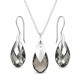 Sudraba komplekts sievietēm „Baroks II (Black Diamond Light Chrome)“ ar Swarovski® kristāliem