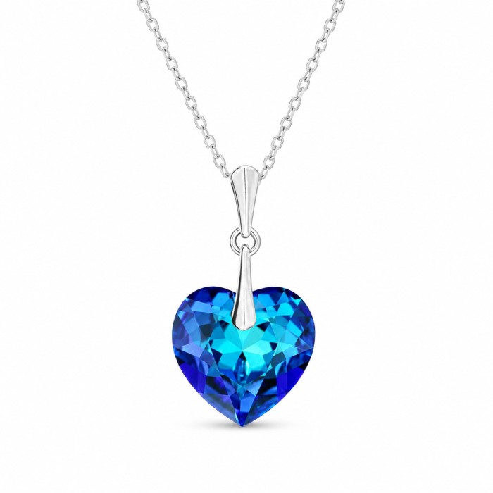 Sudraba komplekts „Iemīlējusies Sirds II“ (Bermuda Blue) no 925 proves sudraba ar Swarovski® kristāliem