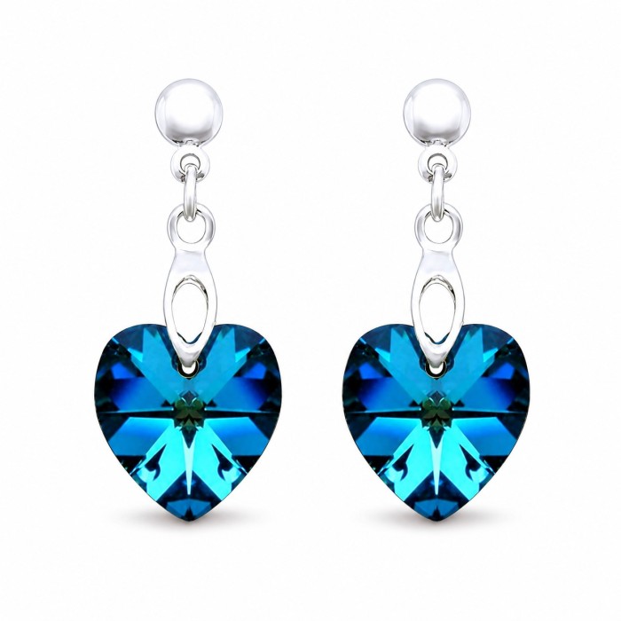 Sudraba komplekts „Iemīlējusies Sirds II“ (Bermuda Blue) no 925 proves sudraba ar Swarovski® kristāliem