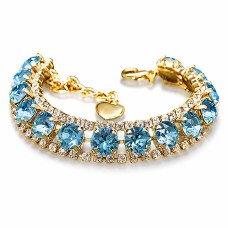 Apyrankė moterims DiamondSky „Crystal Shackle (Aquamarine Blue)“ su Swarovski kristalais