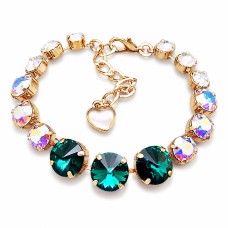 Apyrankė moterims DiamondSky „Vortex II (Emerald / Aurora Borealis)“ su Swarovski kristalais