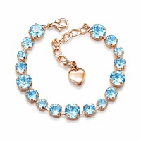 Käevõru naistele DiamondSky „Classic II (Aquamarine Blue)“ Swarovski kristallidega