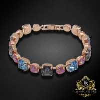 Aproce "Gaismu Deja (Silver Night / Aquamarine / Lotus Pink DeLite)" ar Swarovski kristāliem