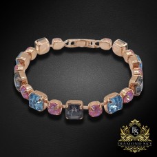 Aproce "Gaismu Deja (Silver Night / Aquamarine / Lotus Pink DeLite)" ar Swarovski kristāliem