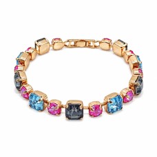 Apyrankė „Šviesų Šokis (Silver Night / Aquamarine / Lotus Pink DeLite)“ su Swarovski kristalais
