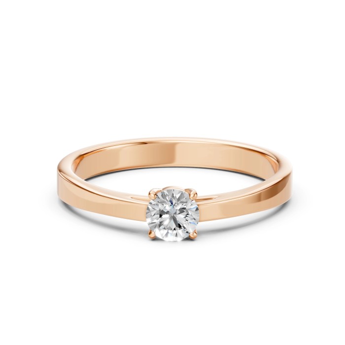 14K Red Gold Diamond Ring “Solitaire XXXII”