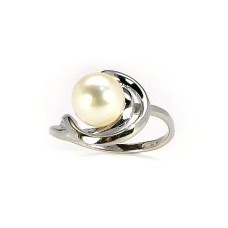 Zelta gredzens ar pērlēm "Galoss XVII" no 585 proves baltā zelta