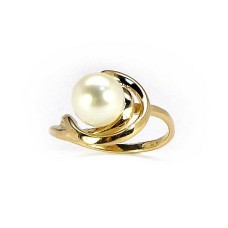 Zelta gredzens ar pērlēm "Galoss XVII" no 585 proves dzeltenā zelta