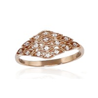 Zelta gredzens ar cirkoniem “Zelta Mežģīnes” no 585. proves sarkanā zelta