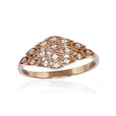 Zelta gredzens ar cirkoniem “Zelta Mežģīnes” no 585. proves sarkanā zelta