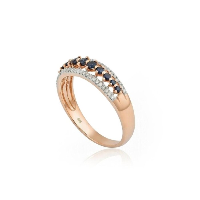 Gold Diamond and Sapphire Ring “Camellia III”