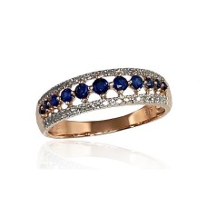 Gold Diamond and Sapphire Ring “Camellia III”