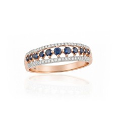 Gold Diamond and Sapphire Ring “Camellia III”