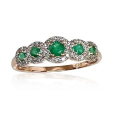 Zelta gredzens ar briljantiem un smaragdiem “Jenny VIII” no 585. proves sarkanā zelta