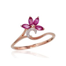 Gold Diamond and Ruby Ring “Crystallite V”