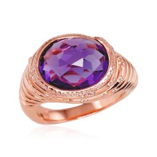 Gold Diamond and Amethyst Ring “Lourdes”